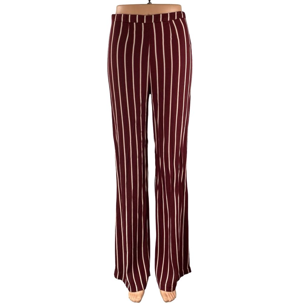 Reformation Sorrenti Red White High Rise Striped Wide Leg Trousers Pants Size 4